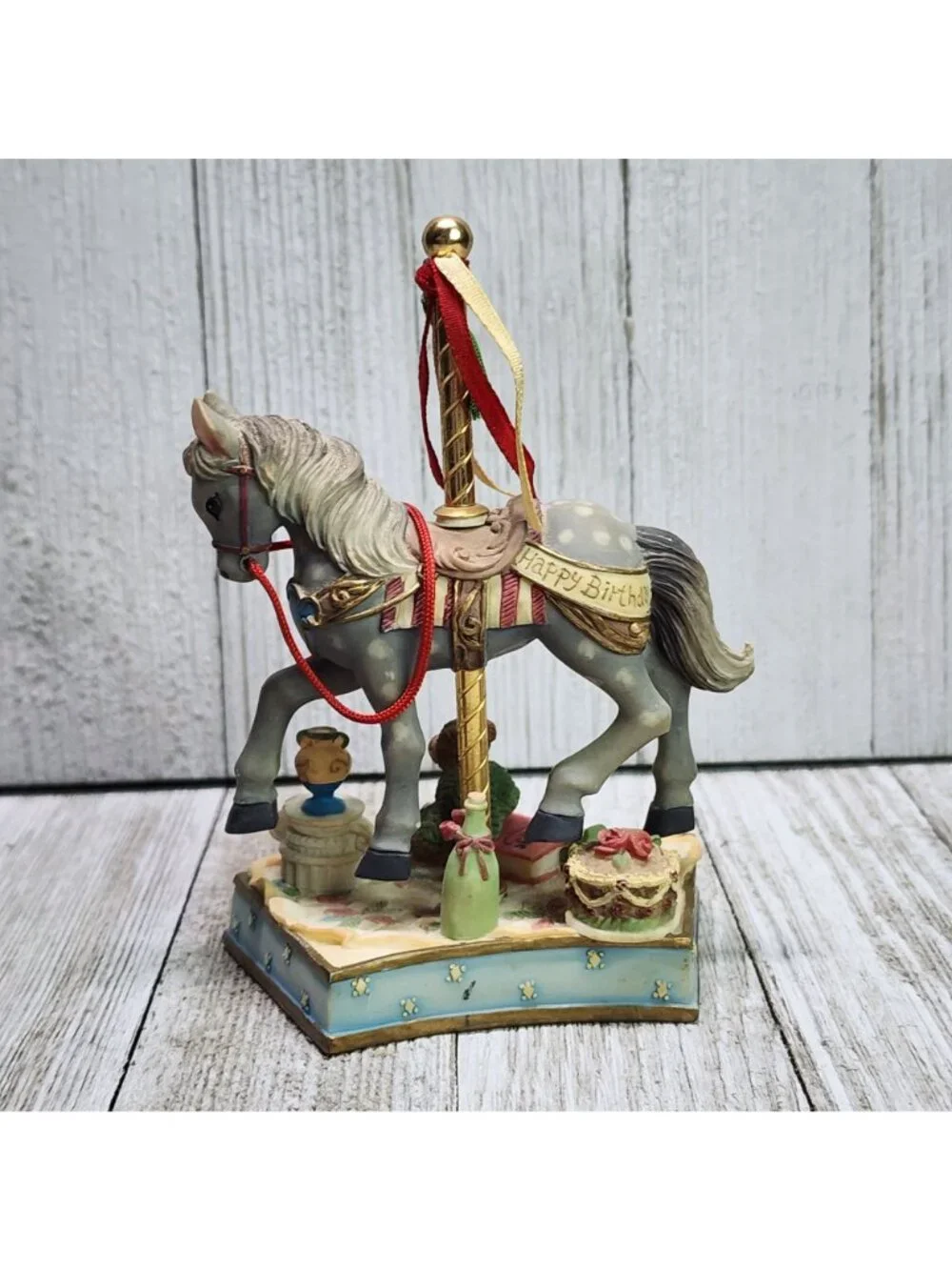 Vintage Enesco Heritage House Carousel Horse Statue 1999 Country Fair Collection